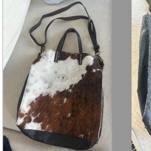 Vintage Calf Skin Leather Tote Bag
